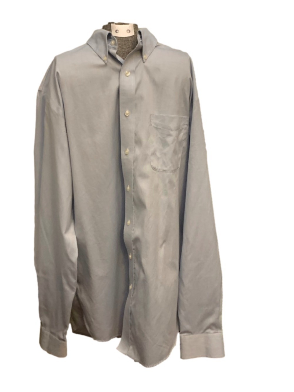 Men's Lands' End Light Blue Wrinkle Free Dress Shirt Neck 15.5 Tall